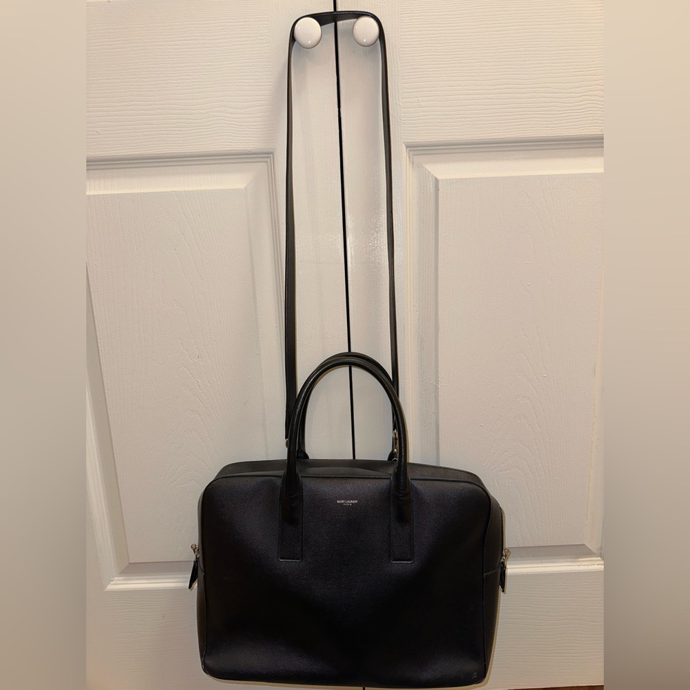 Saint Laurent black leather men’s briefcase. Wear with handle or cross body. - Picture 8 of 11